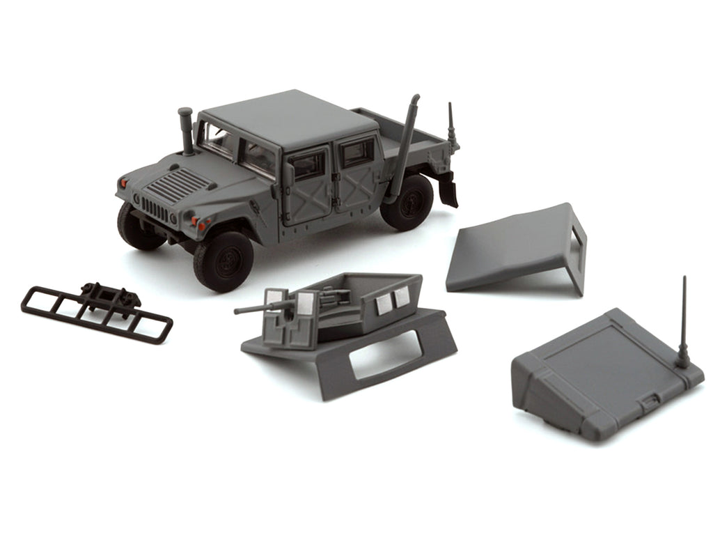 HUMVEE 4-CT Military Vehicle Matt Gray with Alternative Tops 1/64 Diecast Model Car by BM Creations - image 2
