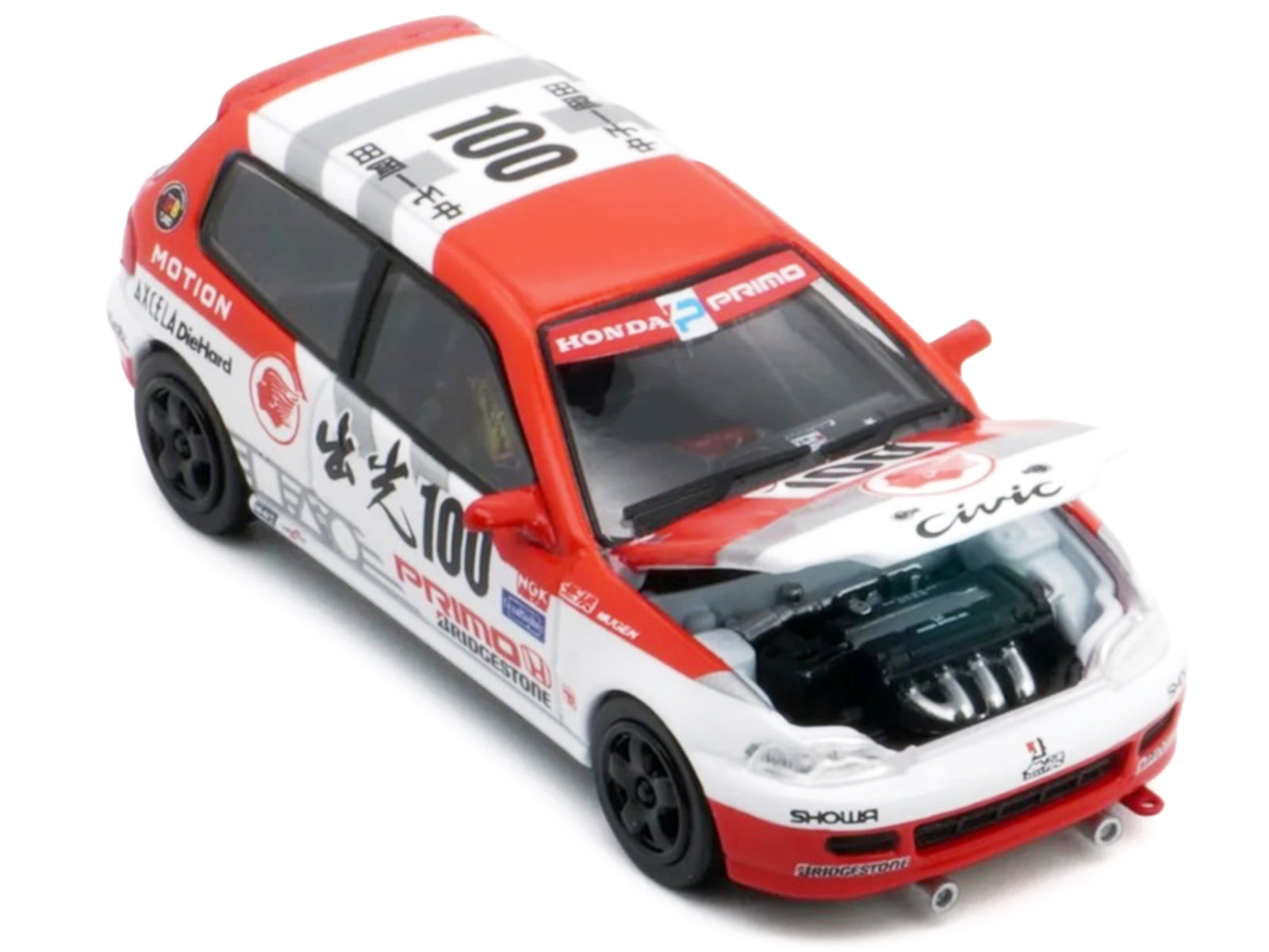 Honda Civic EG6 RHD (Right Hand Drive) #100 Osamu Nakako - Hideki Okada "Mugen Honda" "Japanese Touring Car Championship" (1993) 1/64 Diecast Model Car by BM Creations - image 2