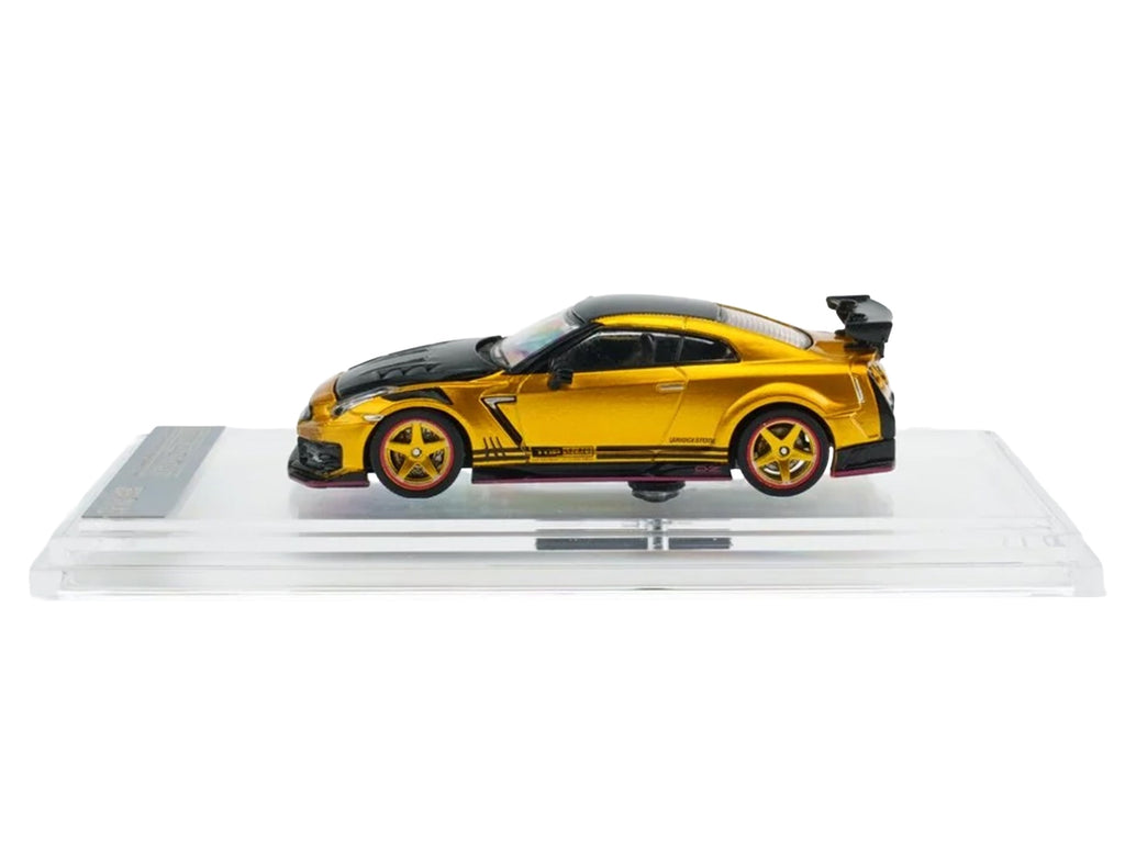 Nissan "Top Secret" GT-R (R35) RHD (Right Hand Drive) Gold Metallic with Carbon Hood and Top "Tokyo Auto Salon 2026" 1/64 Diecast Model Car by BM Creations