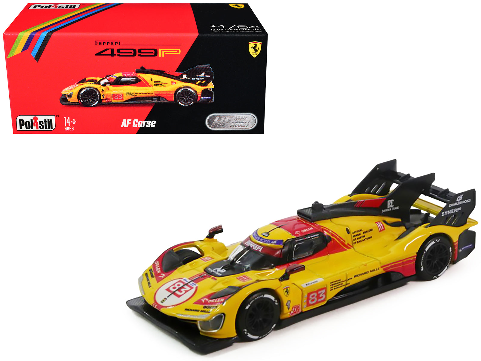 Ferrari 499P #83 Robert Kubica - Robert Shwartzman - Yifei Ye "AF Corse" "24 Hours of Le Mans" (2024) 1/64 Diecast Model Car by Polistil