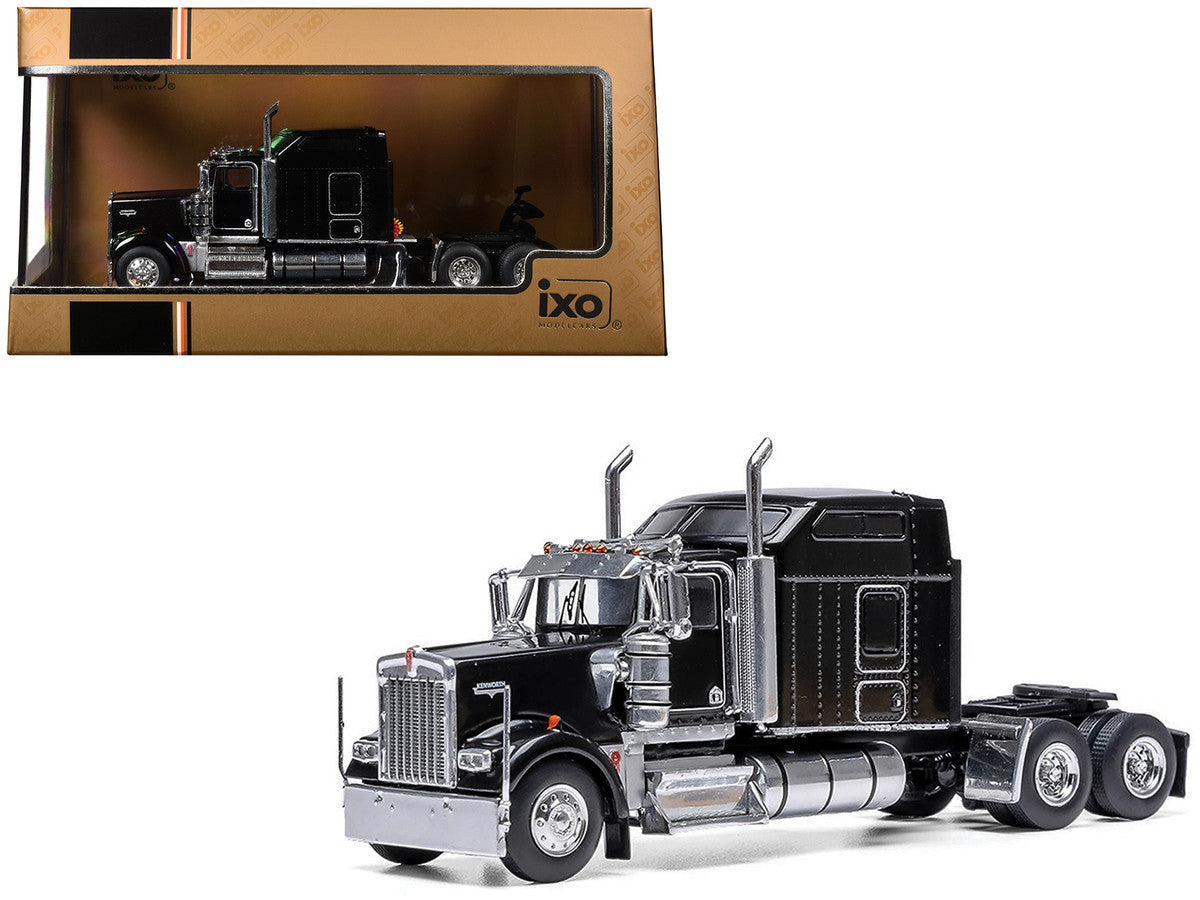 1990 Kenworth W900 Truck Tractor Black 1/64 Diecast Model by IXO Models
