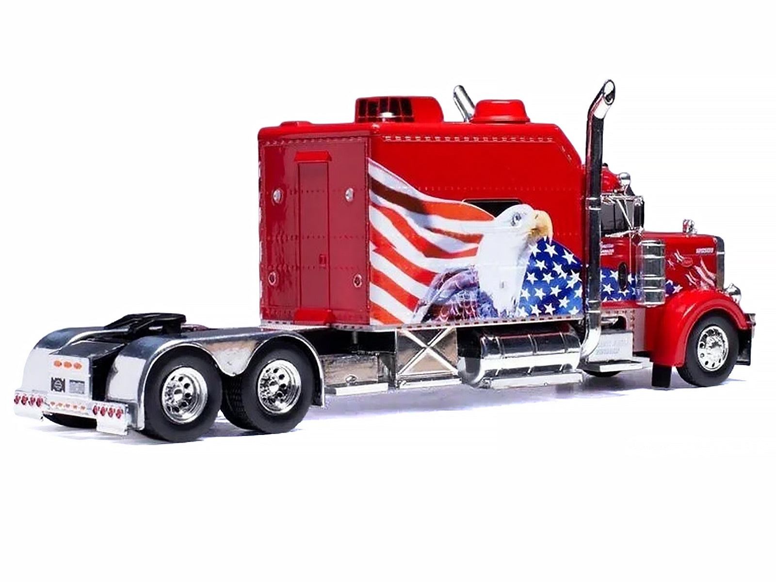 2002 Peterbilt 379 Custom Truck Tractor Red with Patriotic Graphics 1/64 Diecast Model by IXO Models - image 3