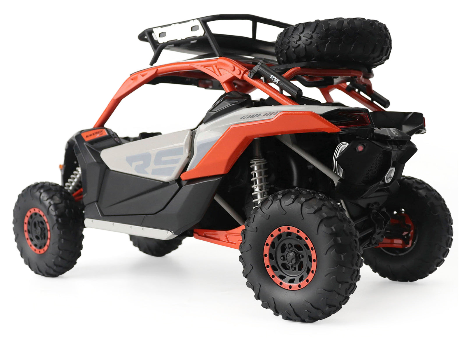 Can-Am Maverick X3 X RS Turbo RR with Roof Rack Chalk Gray and Orange 1/12 Diecast Model by BRP Models