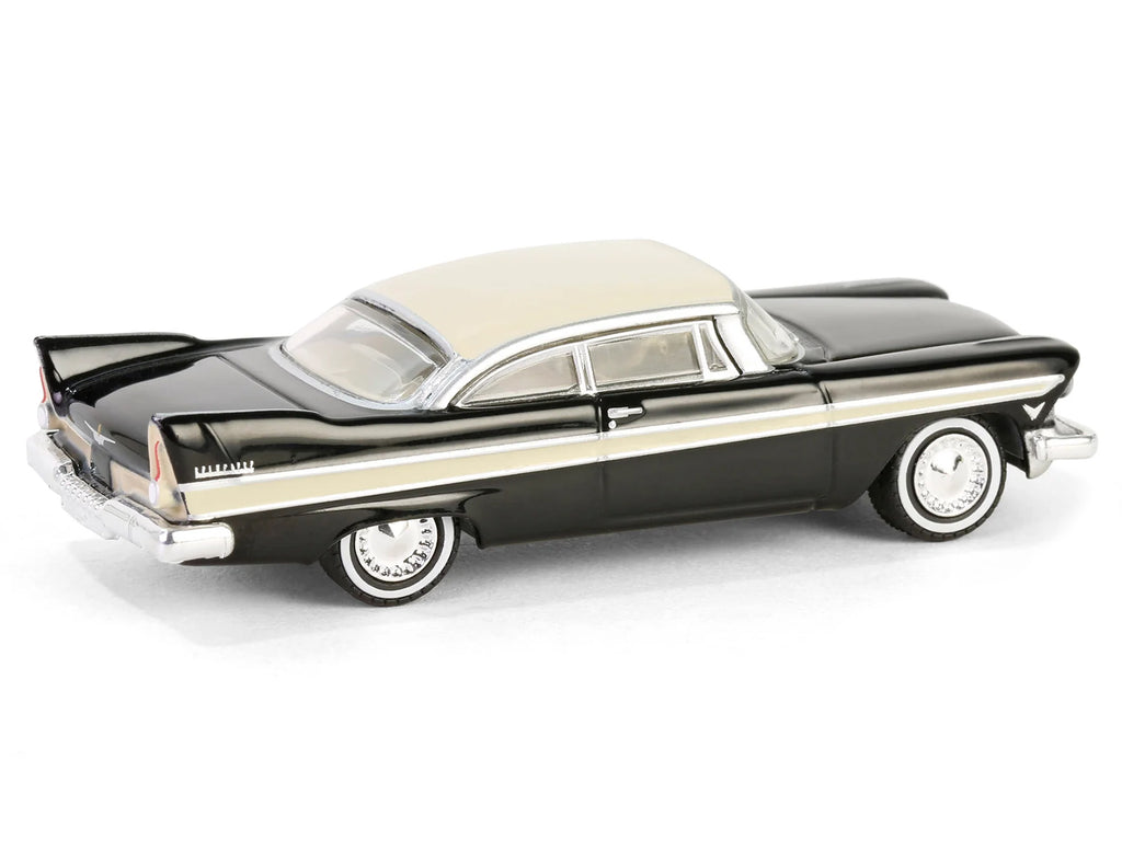 1957 Plymouth Belvedere Jet Black with Sand Dune White Top and Stripes "Showroom Floor" Series 6 1/64 Diecast Model Car by Greenlight - image 2