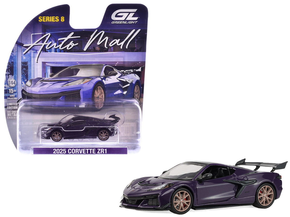 2025 Chevrolet Corvette ZR1 Hysteria Purple Metallic with Carbon Top "Auto Mall" Series 8 1/64 Diecast Model Car by Greenlight