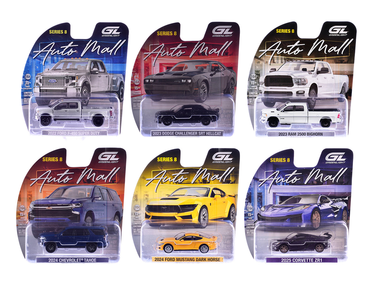 "Auto Mall" Series 8 Set of 6 pieces 1/64 Diecast Model Cars by Greenlight