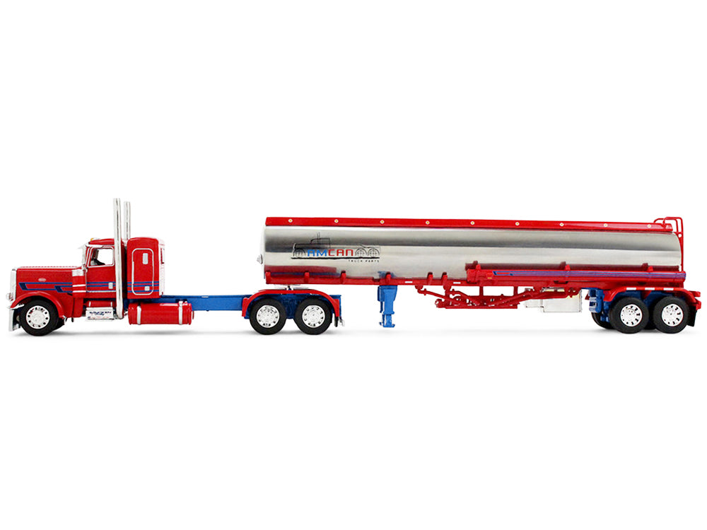 Peterbilt 389 with 36" Flat Top Sleeper and Heil Fuel Tank Trailer "Sancken Custom Truck by Amcan" Red "Big Rigs" Series II #3 1/64 Diecast Model by DCP/First Gear - image 3