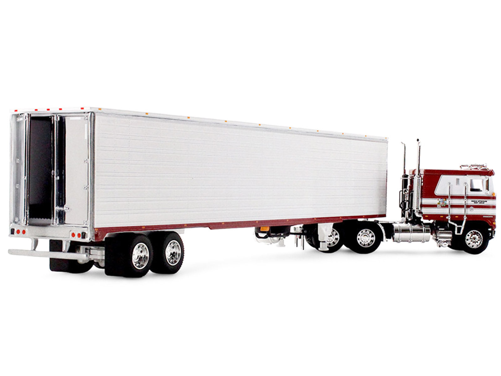 Kenworth K100 COE Flat Top and 53' Utility Trailer with Reefer "Red's Favorites - Jim Skrinar" Red with White Stripes 1/64 Diecast Model by DCP/First Gear - image 3