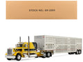 Peterbilt 359 with 63" Flat Top Sleeper & Wilson Silverstar Livestock Trailer "Red's Favorites - Hank Cosper" Yellow with Black Stripes 1/64 Diecast Model by DCP/First Gear