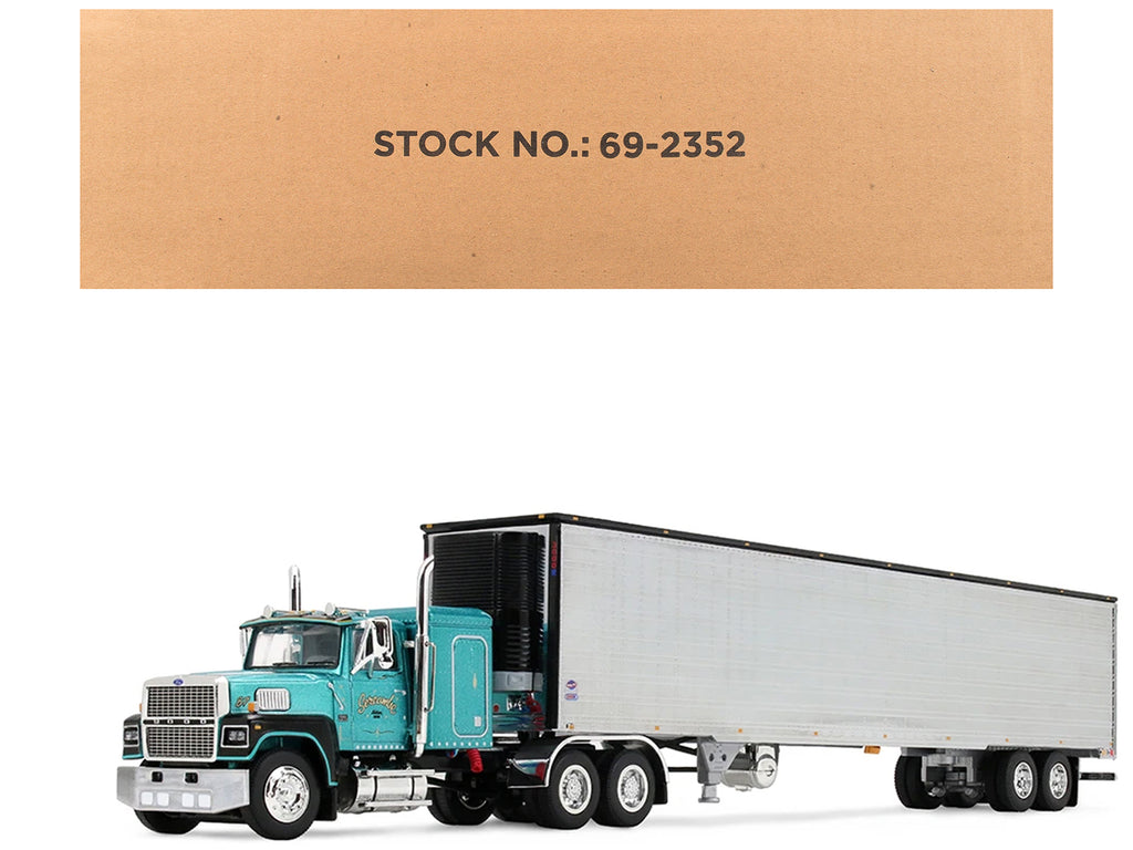 Ford LTL 9000 with 48" Flat Top Sleeper and 53' Utility Trailer with Reefer "Red’s Favorites - Tom Sercombe" Turquoise Metall