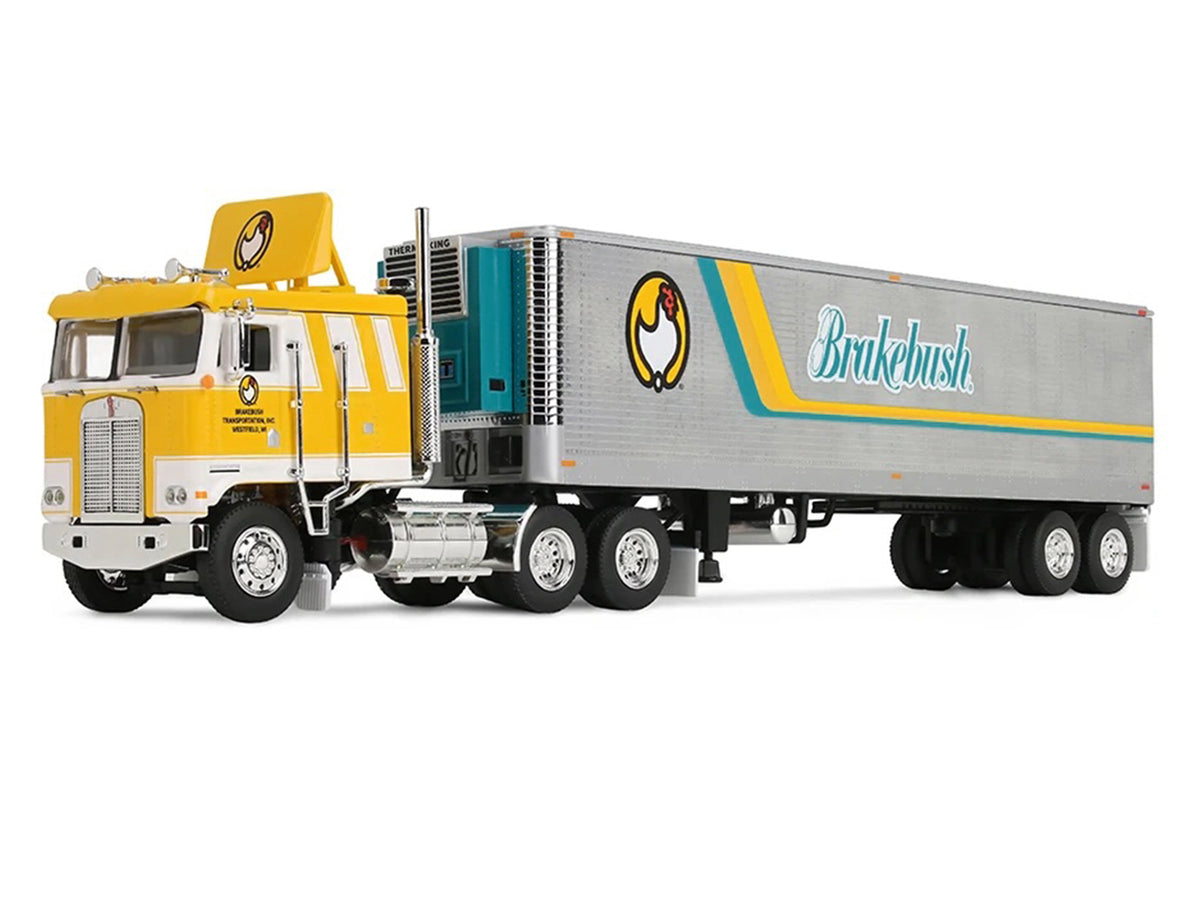 Kenworth K100 COE Flat Top and 40' Vintage Trailer with Reefer "Brakebush" Yellow with White Graphics "Legacy Series #6" 1/64
