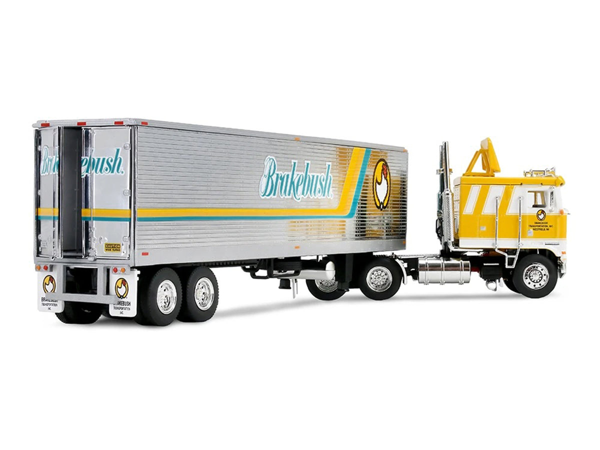Kenworth K100 COE Flat Top and 40' Vintage Trailer with Reefer "Brakebush" Yellow with White Graphics "Legacy Series #6" 1/64