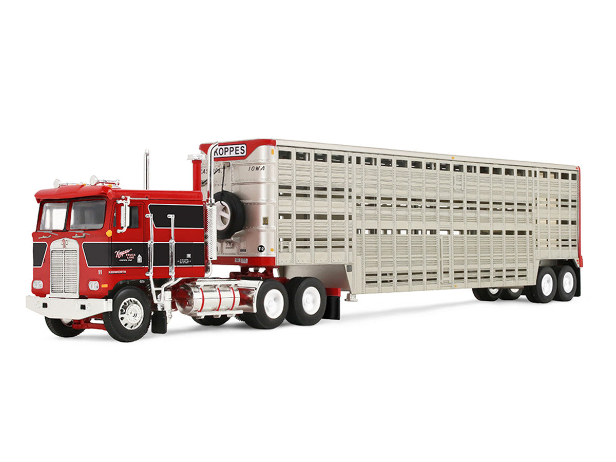 Kenworth K100 COE Flat Top with 45' Wilson Livestock Trailer Koppes Truck Line Red 1/64 Diecast by First Gear