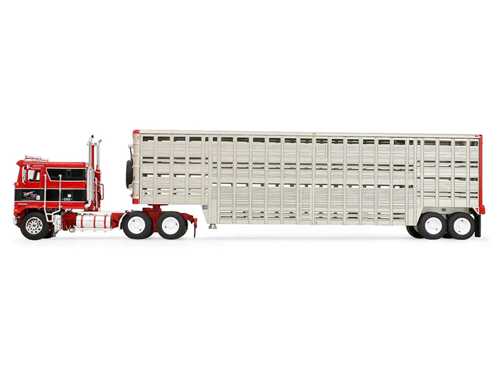 Kenworth K100 COE Flat Top with 45' Wilson Livestock Trailer Koppes Truck Line Red 1/64 Diecast by First Gear