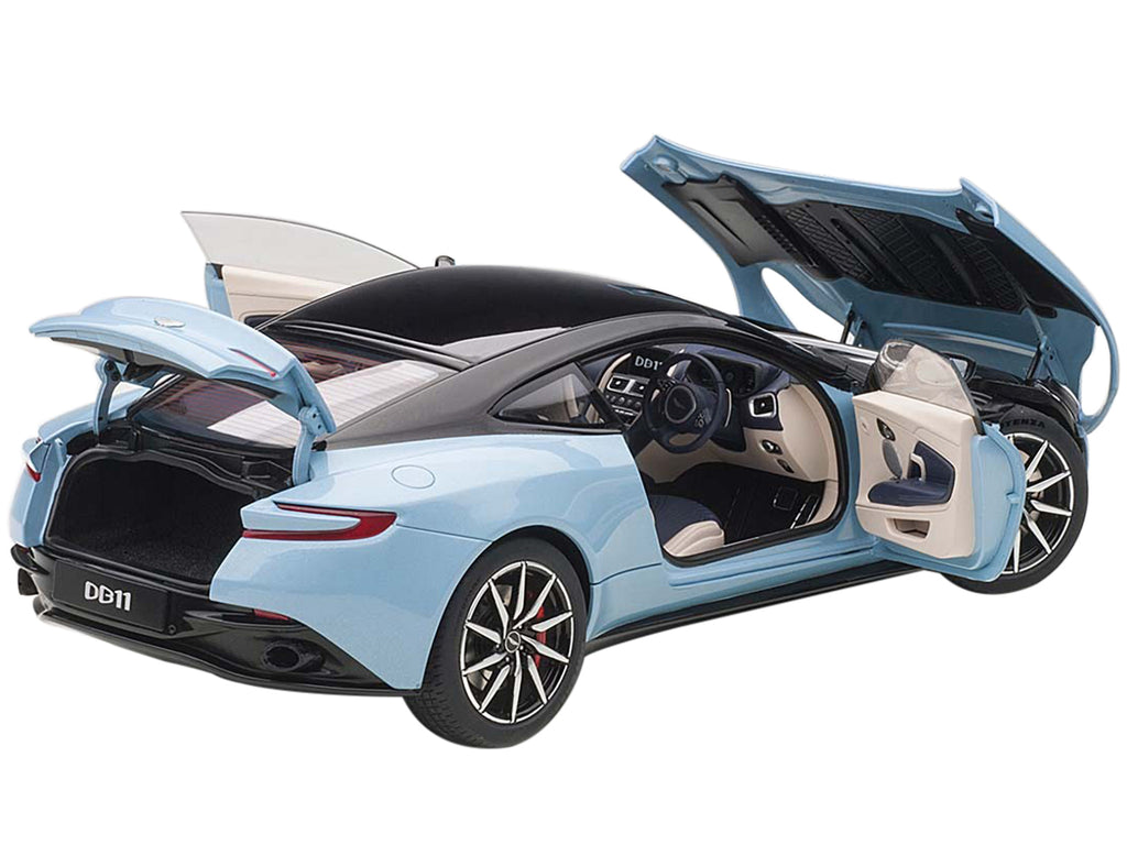Aston Martin DB11 Q Frosted Glas Blue with Black Top 1/18 Model Car by Autoart - image 2