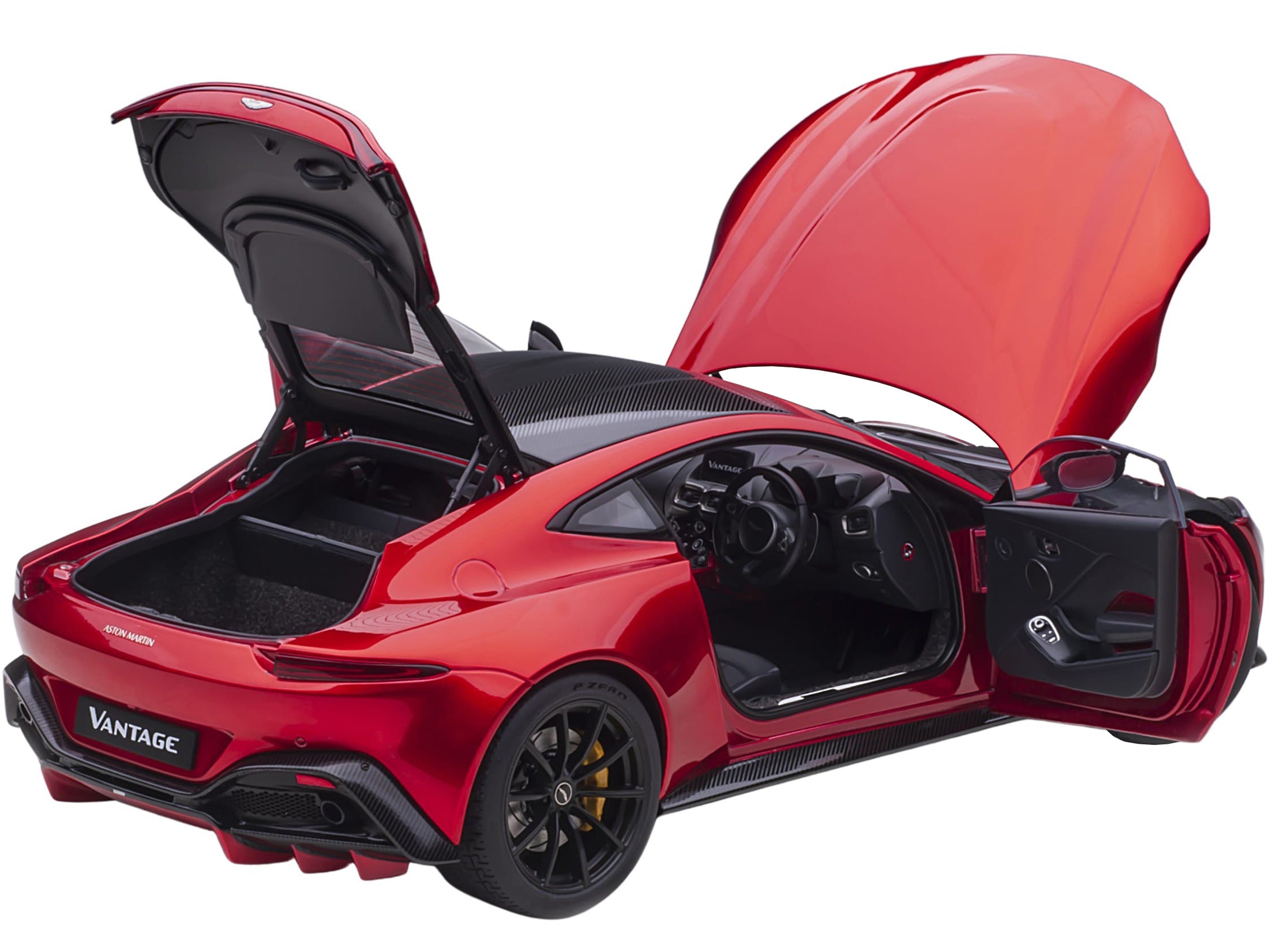 2019 Aston Martin Vantage RHD (Right Hand Drive) Hyper Red Metallic with Carbon Top 1/18 Model Car by Autoart - image 2