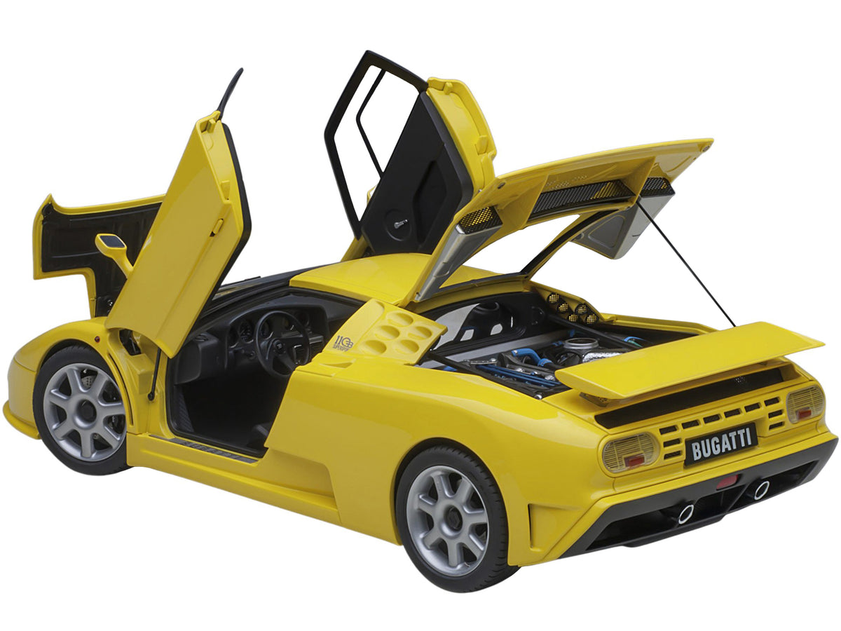 Bugatti EB110 SS Super Sport Giallo Bugatti Yellow with Silver Wheels 1/18 Model Car by Autoart - image 2