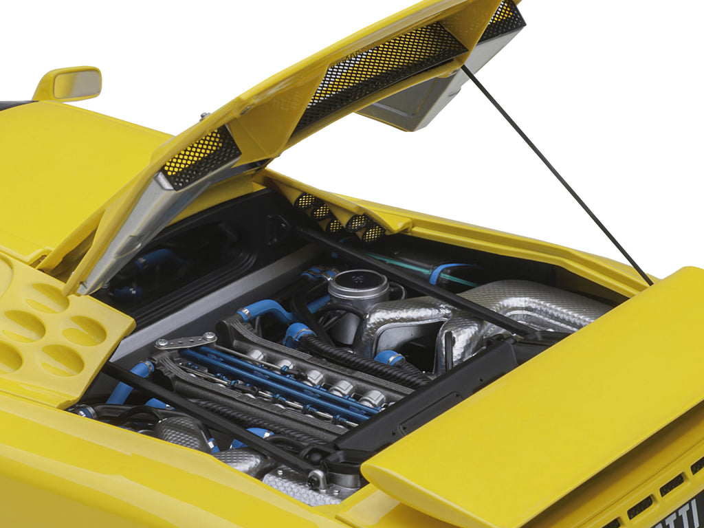 Bugatti EB110 SS Super Sport Giallo Bugatti Yellow with Silver Wheels 1/18 Model Car by Autoart - image 4