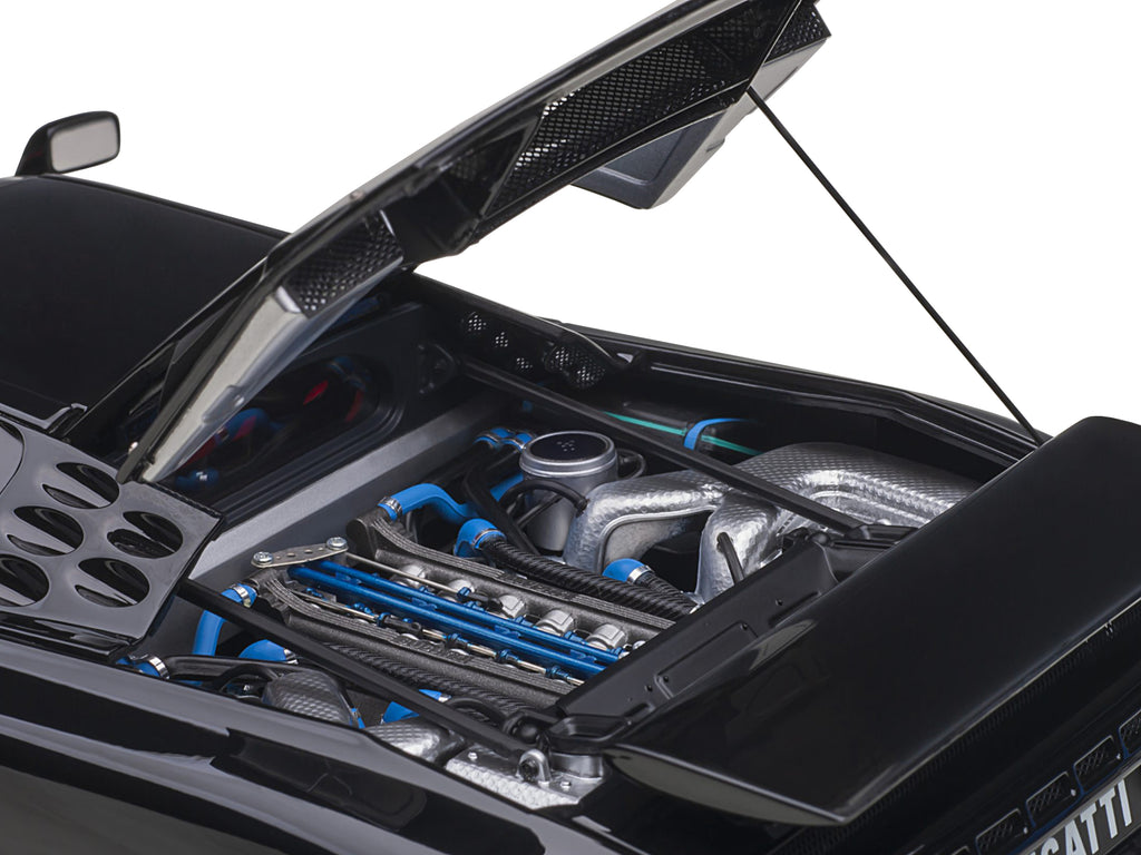 Bugatti EB110 SS Super Sport Nero Vernice Black with Red Interior and Silver Wheels 1/18 Model Car by Autoart - image 4