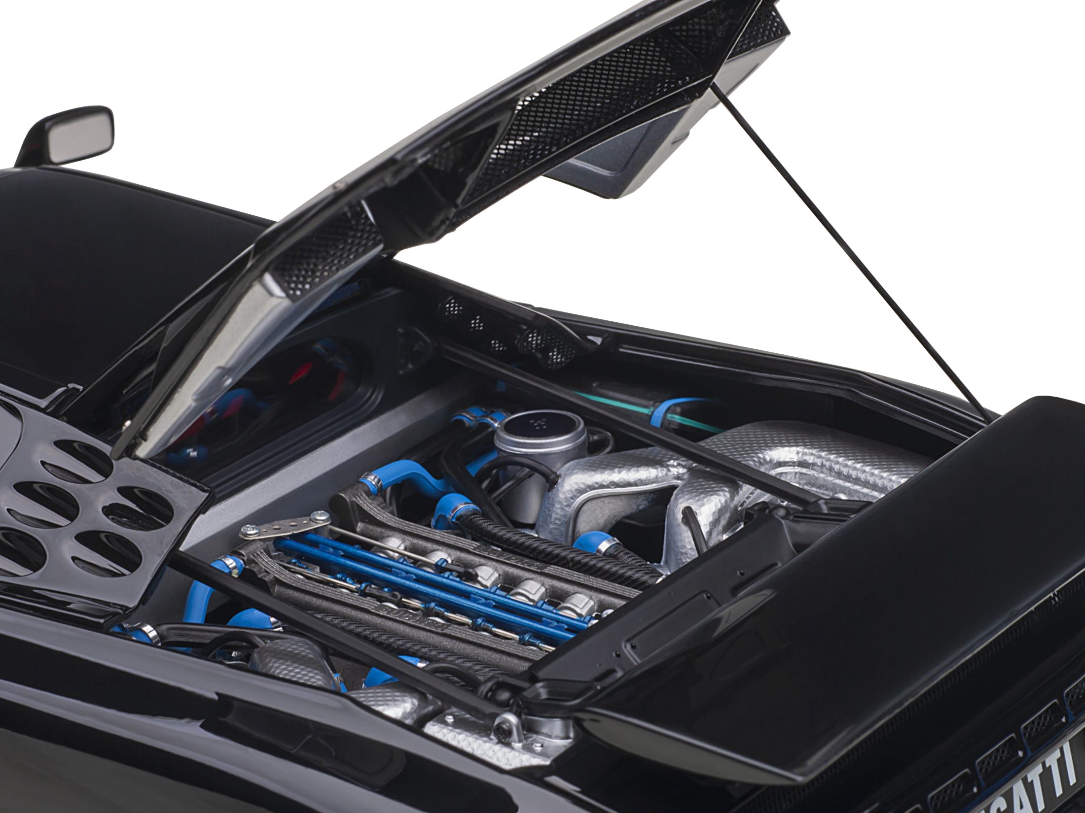 Bugatti EB110 SS Super Sport Nero Vernice Black with Red Interior and Silver Wheels 1/18 Model Car by Autoart - image 4