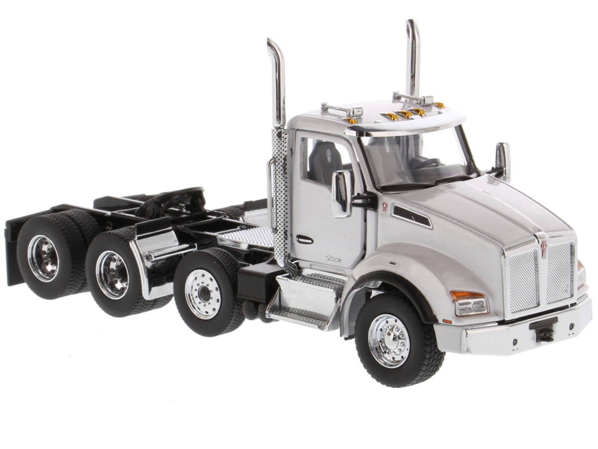 Kenworth T880 SBFA Day Cab Pusher-Axle Tandem Truck Tractor White Metallic 1/50 Diecast Model by Diecast Masters - image 2