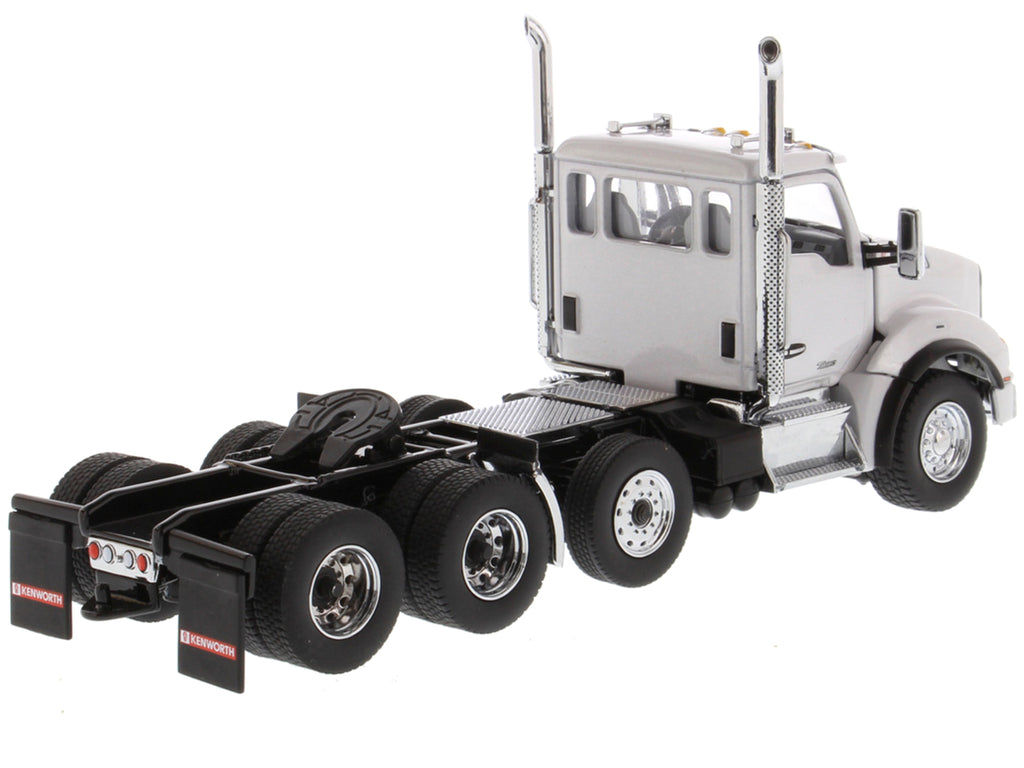 Kenworth T880 SBFA Day Cab Pusher-Axle Tandem Truck Tractor White Metallic 1/50 Diecast Model by Diecast Masters - image 3