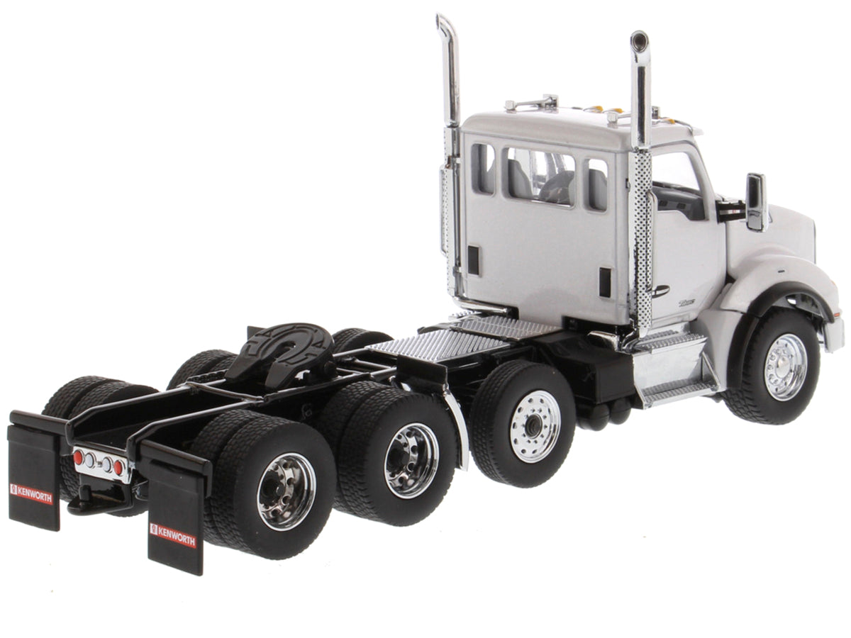 Kenworth T880 SBFA Day Cab Pusher-Axle Tandem Truck Tractor White Metallic 1/50 Diecast Model by Diecast Masters - image 3