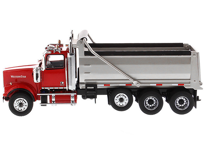 Western Star 4900 SF Dump Truck Red and Silver 1/50 Diecast Model by Diecast Masters - image 2
