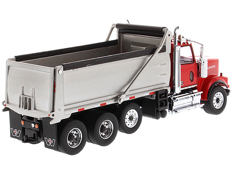 Western Star 4900 SF Dump Truck Red and Silver 1/50 Diecast Model by Diecast Masters - image 3