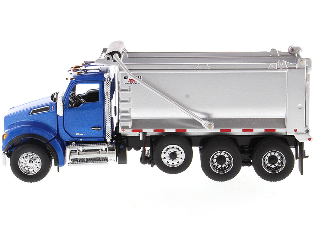 Kenworth T880S SFFA Tandem Axle with Pusher Axle OX Stampede Dump Truck Blue and Chrome "Transport Series" 1/50 Diecast Model by Diecast Masters - image 2