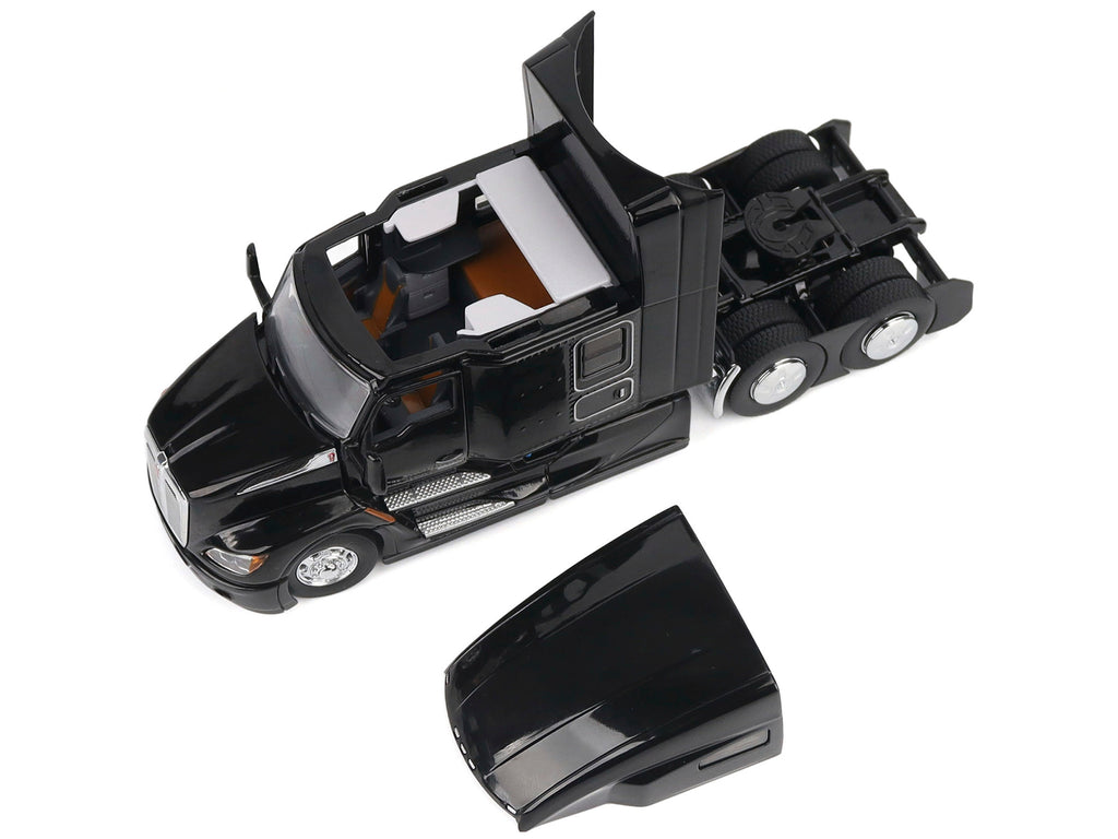 Kenworth T680 76" High Roof Sleeper Cab Truck Tractor Black "Transport Series" 1/50 Diecast Model by Diecast Masters - image 3