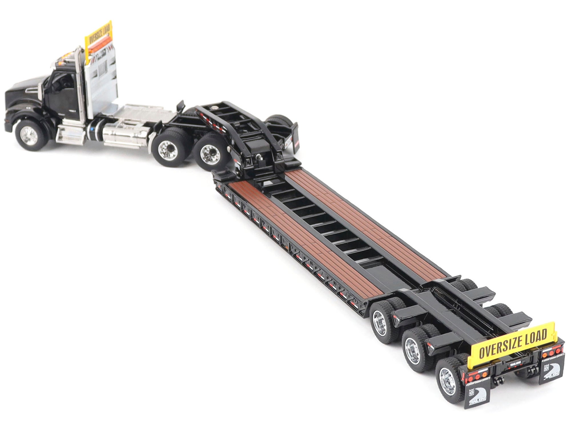 Kenworth T880 SBFA Tridem Truck with Trail King HDG Lowboy Trailer Black "Transport Series" 1/50 Diecast Model by Diecast Masters - image 5
