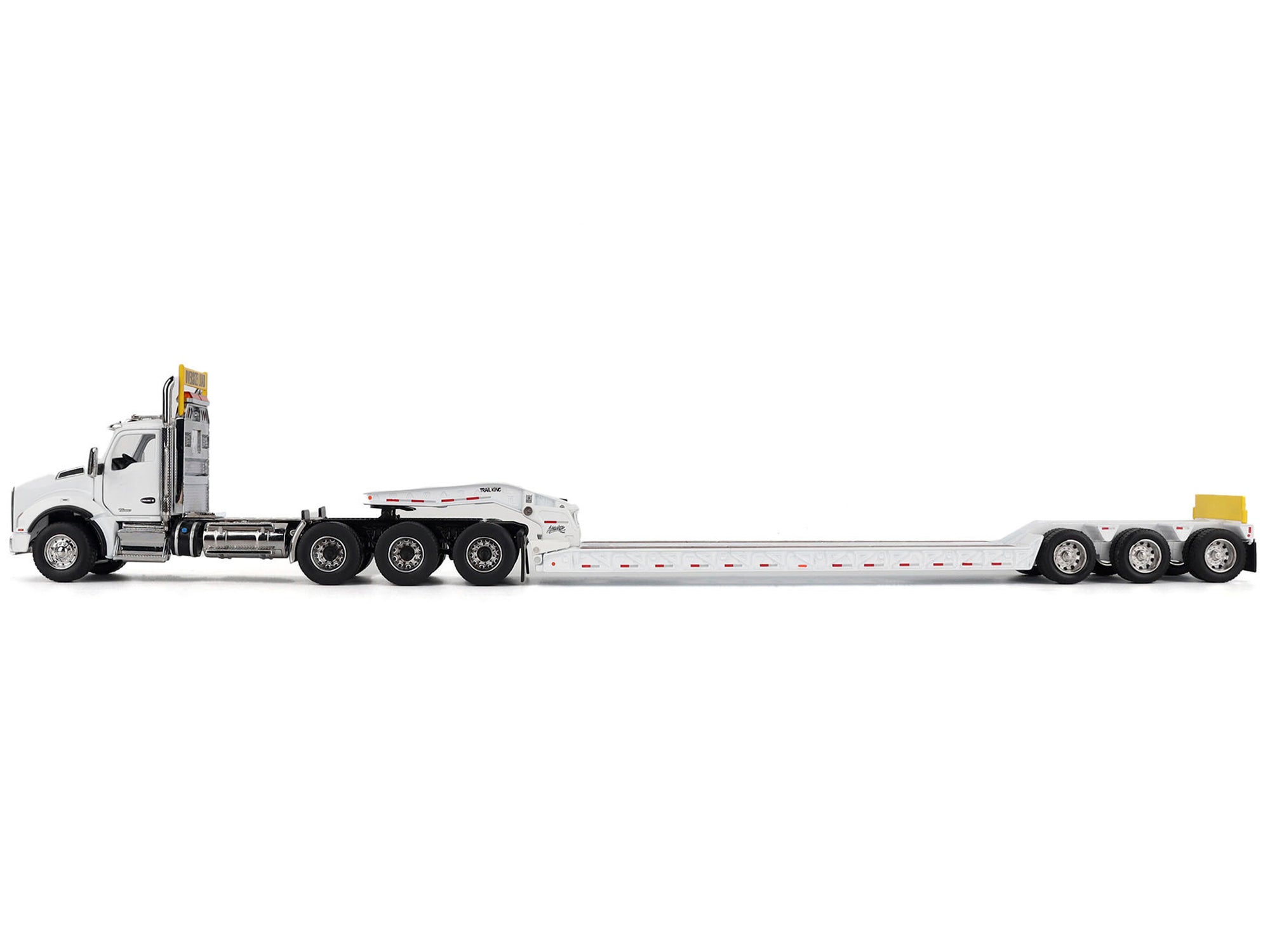 Kenworth T880 SBFA Tridem Truck with Trail King HDG Lowboy Trailer White "Transport Series" 1/50 Diecast Model by Diecast Masters - image 3