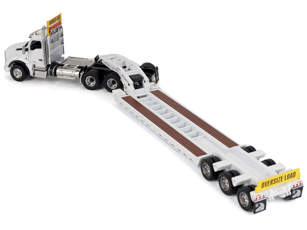 Kenworth T880 SBFA Tridem Truck with Trail King HDG Lowboy Trailer White "Transport Series" 1/50 Diecast Model by Diecast Masters - image 5