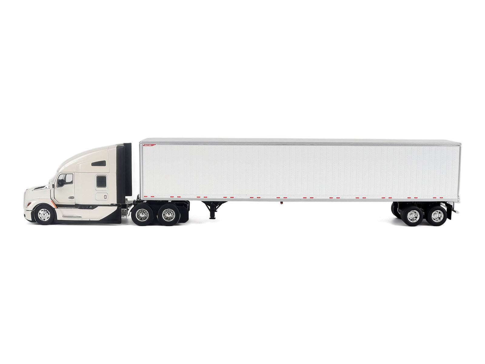 Kenworth T680 Next-Gen 76" High-Roof Sleeper Tandem Tractor White with Great Dane Champion 53ft Dry Cargo Trailer "Transport Series" 1/50 Diecast Model by Diecast Masters