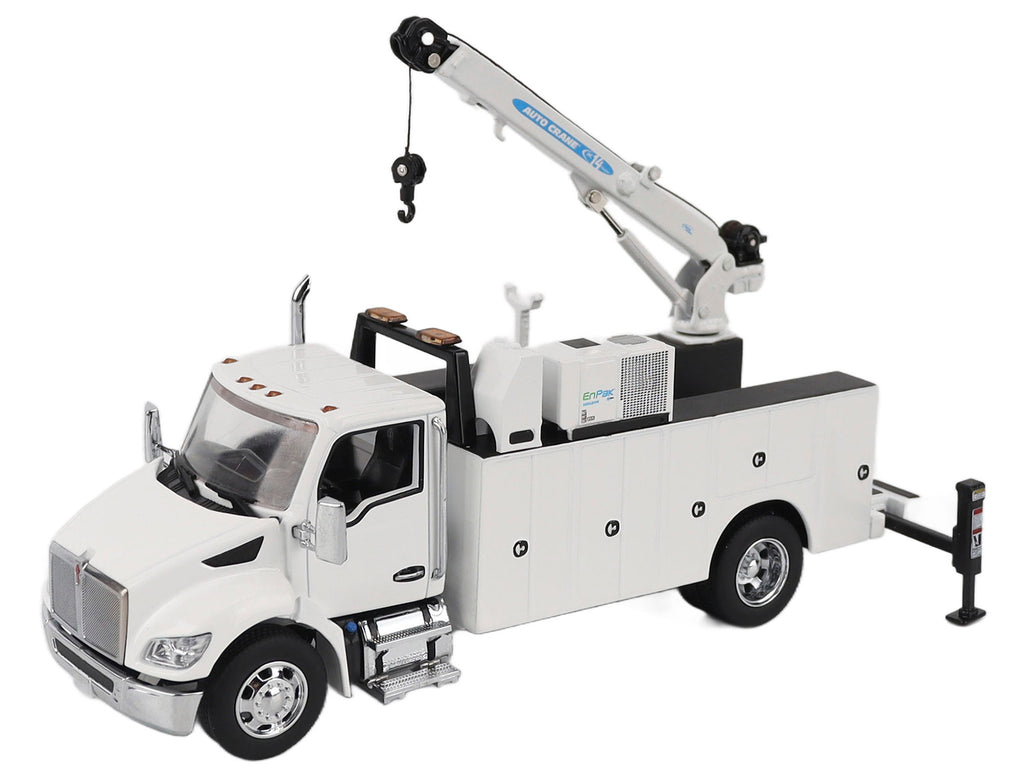 Kenworth T380 Auto-Crane Titan 85-Body HC14-Crane Work Truck with Miller EnPak White "Transport Series" 1/50 Diecast Model by Diecast Masters - image 2