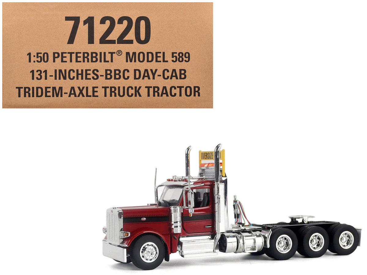 Peterbilt 589 Truck Tractor with Day Cab Legendary Red "Transport Series" 1/50 Diecast Model by Diecast Masters