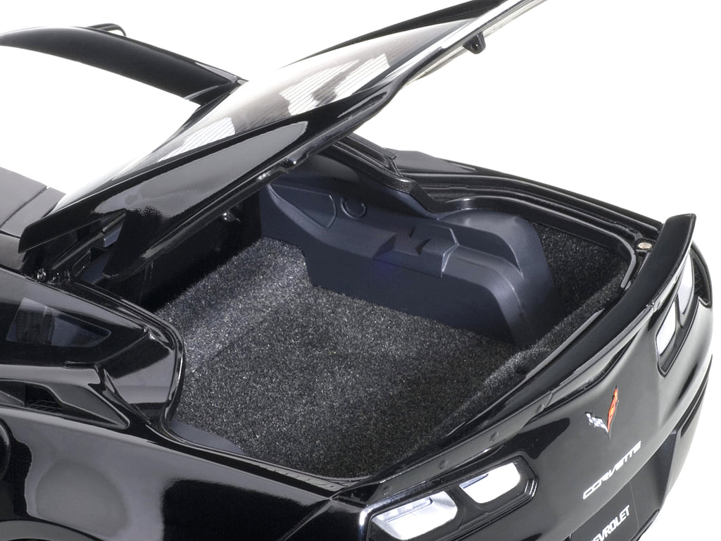 2017 Chevrolet Corvette C7 Grand Sport Black with White Stripe and Yellow Fender Hash Marks 1/18 Model Car by Autoart - image 3