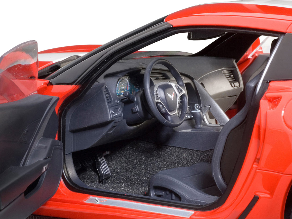 2017 Chevrolet Corvette C7 Grand Sport Red with White Stripe and Black Fender Hash Marks 1/18 Model Car by Autoart - image 4