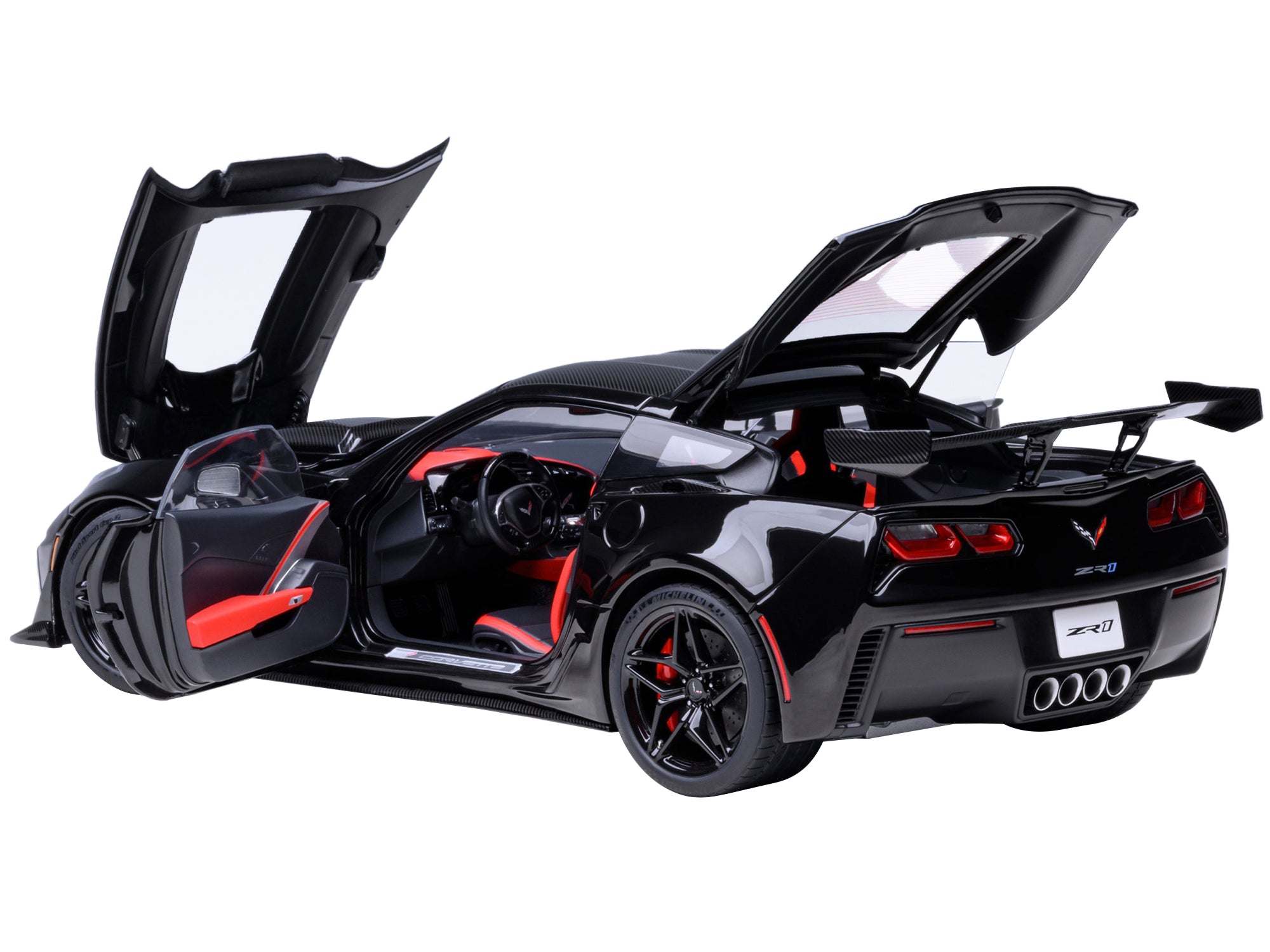 2019 Chevrolet Corvette C7 ZR1 Black with Carbon Top 1/18 Model Car by Autoart - image 2