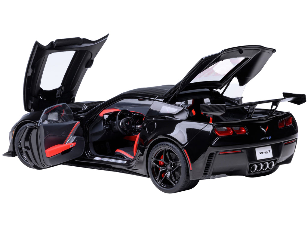 2019 Chevrolet Corvette C7 ZR1 Black with Carbon Top 1/18 Model Car by Autoart - image 2