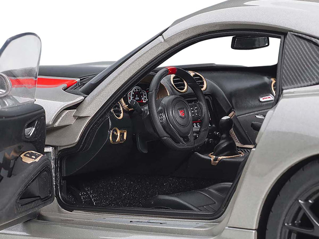 2017 Dodge Viper ACR Billet Silver Metallic with Black and Red Stripes 1/18 Model Car by Autoart - image 3