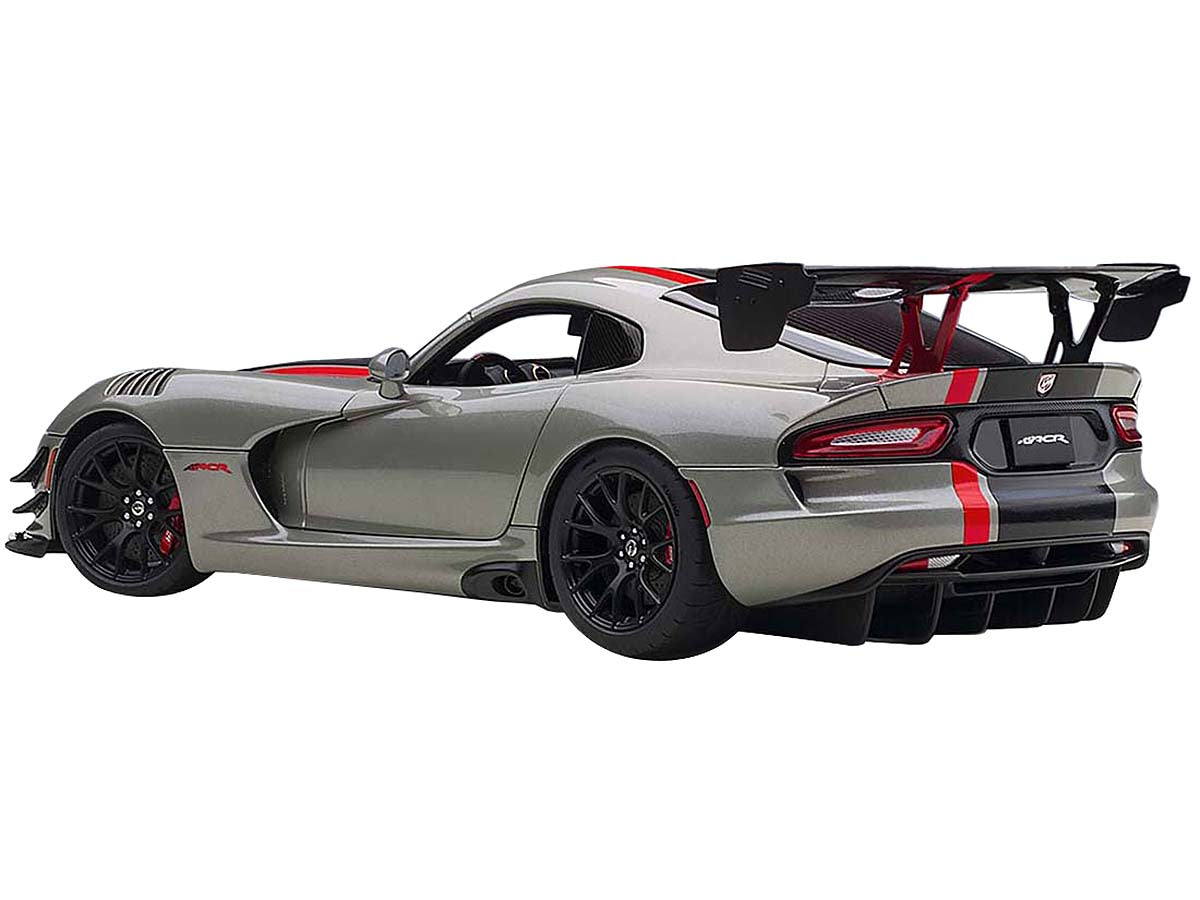 2017 Dodge Viper ACR Billet Silver Metallic with Black and Red Stripes 1/18 Model Car by Autoart - image 4