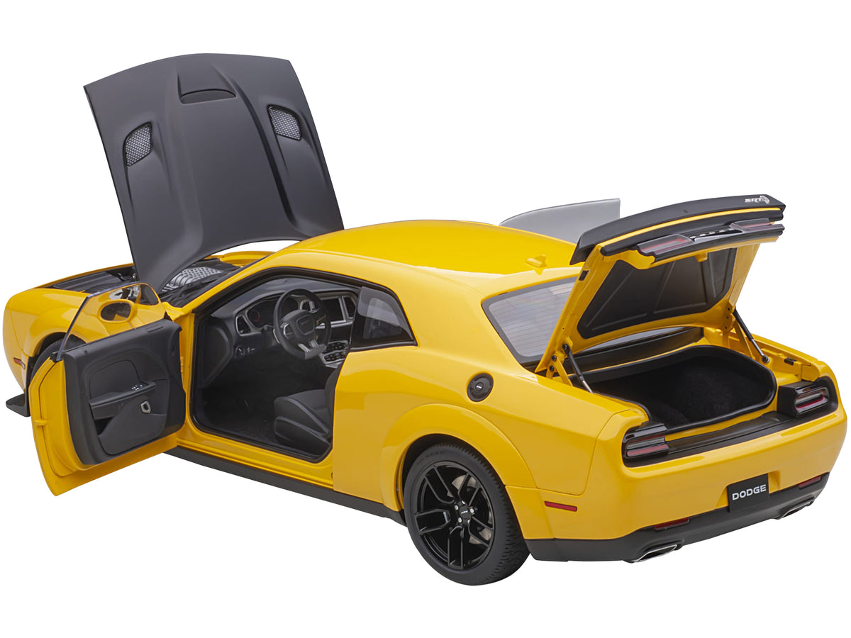 Dodge Challenger SRT Hellcat Widebody Yellow Jacket with Satin Black Hood 1/18 Model Car by Autoart - image 2