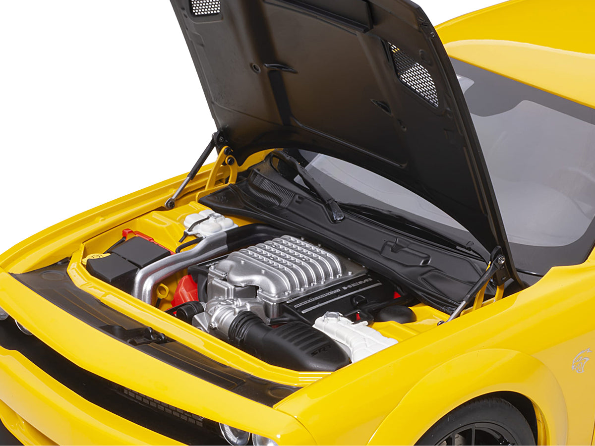 Dodge Challenger SRT Hellcat Widebody Yellow Jacket with Satin Black Hood 1/18 Model Car by Autoart - image 3