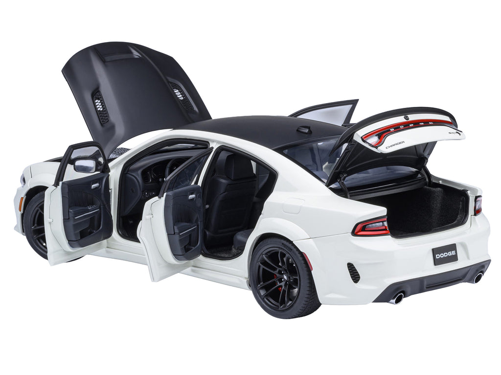 Dodge Charger SRT Hellcat Redeye Knuckle White with Matt Black Hood and Top 1/18 Model Car by Autoart - image 2
