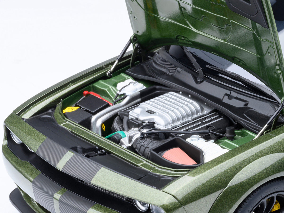 2022 Dodge Challenger SRT Jailbreak F8 Green with Carbon Stripes 1/18 Model Car by Autoart - image 3