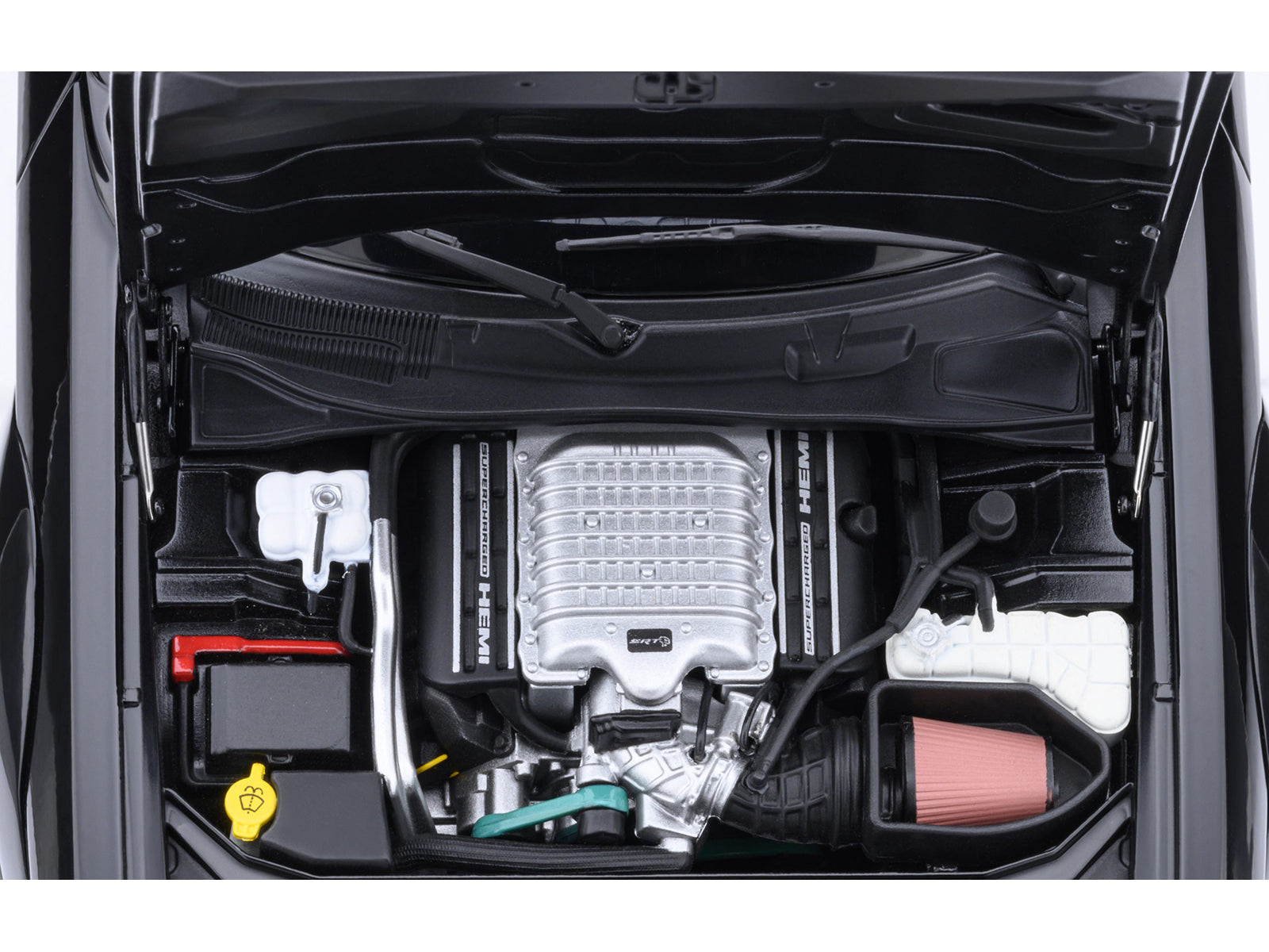 2023 Dodge Challenger SRT Super Stock Pitch Black with Red Interior 1/18 Model Car by Autoart - image 3