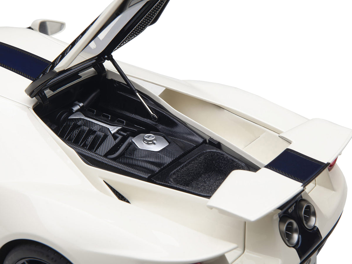 Ford GT Heritage Edition Prototype Wimbledon White with Antimatter Blue Hood and Stripe 1/18 Model Car by Autoart - image 4