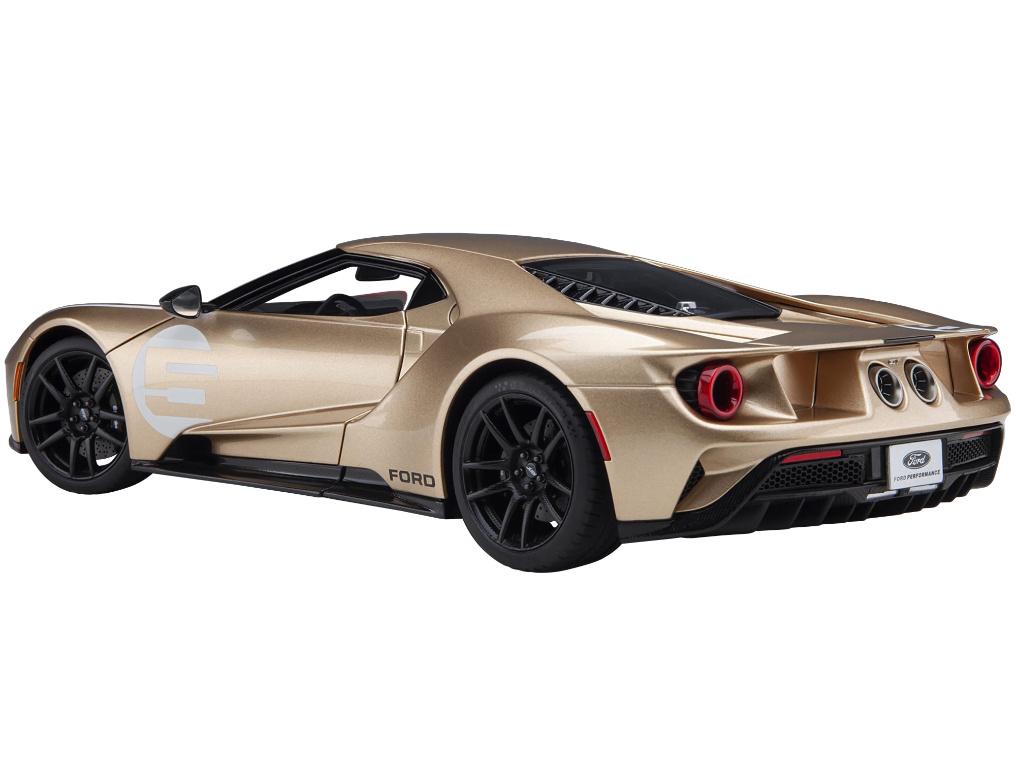 Ford GT Heritage Edition #5 "Holman Moody" Gold Metallic with Red and White Graphics 1/18 Model Car by Autoart - image 5